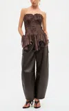 Aje Nisha Ruched Bustier In Brown