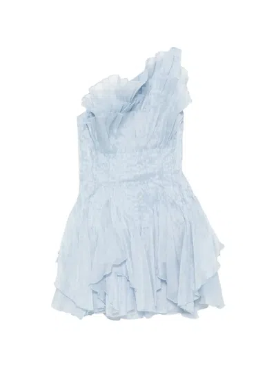 Aje Nisha Ruffled One-shoulder Mini Dress In Blue
