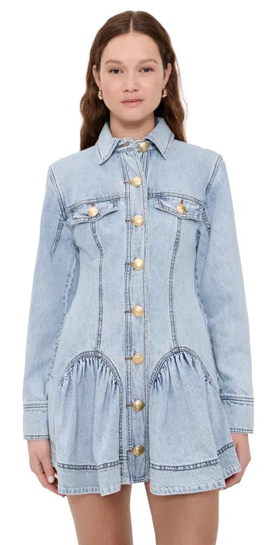 Aje Noa Washed Denim Mini Dress Seasalt In Blue