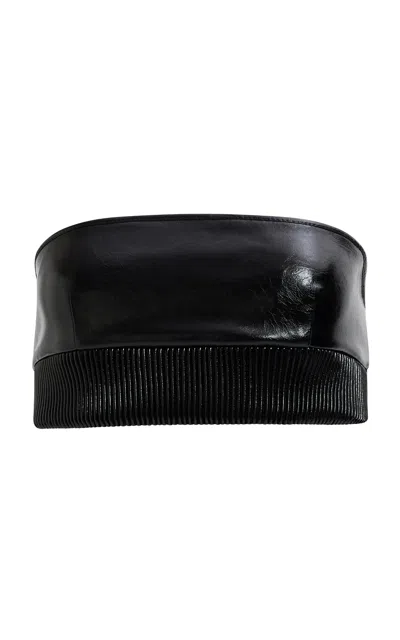 Aje Norix Faux Leather Bandeau Top In Black