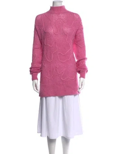 Pre-owned Aje Nylon Mock Neck Sweater In Pink