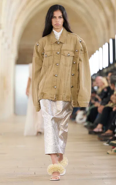 Aje Nyren Oversized Cotton Denim Jacket In Neutral
