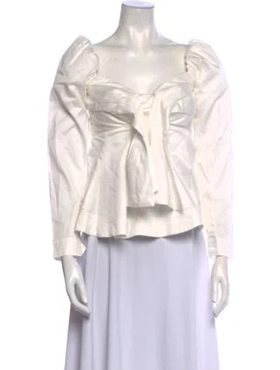 Pre-owned Aje Off-the-shoulder Long Sleeve Blouse In White