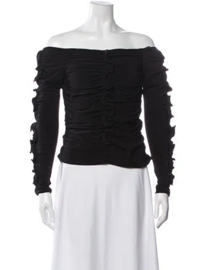 Pre-owned Aje Off-the-shoulder Long Sleeve Top In Black
