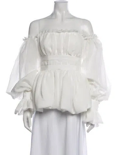 Pre-owned Aje Off-the-shoulder Long Sleeve Top W/ Tags In White