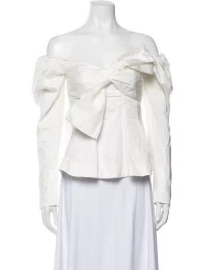 Pre-owned Aje Off-the-shoulder Long Sleeve Top In White