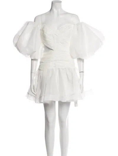 Pre-owned Aje Off-the-shoulder Mini Dress In Neutral