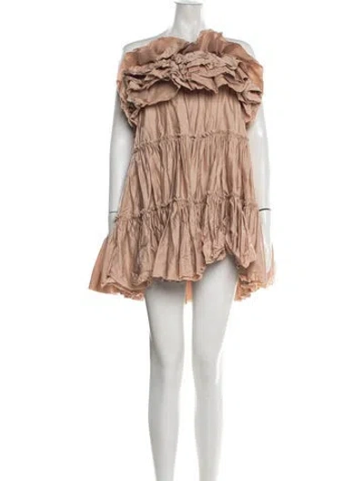Pre-owned Aje Off-the-shoulder Mini Dress In Neutrals