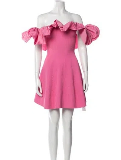 Pre-owned Aje Off-the-shoulder Mini Dress In Pink