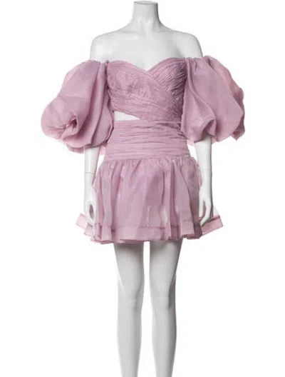 Pre-owned Aje Off-the-shoulder Mini Dress In Purple