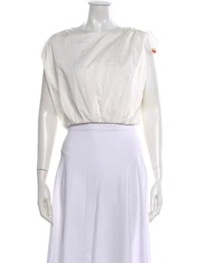 Pre-owned Aje Off-the-shoulder Short Sleeve Crop Top In Neutral