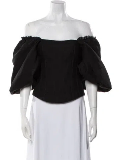 Pre-owned Aje Off-the-shoulder Short Sleeve Top W/ Tags In Black