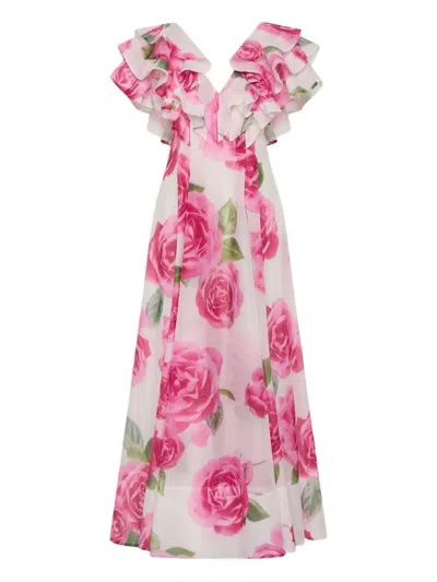 Aje Olea Ruffled Floral Maxi Dress In Multi