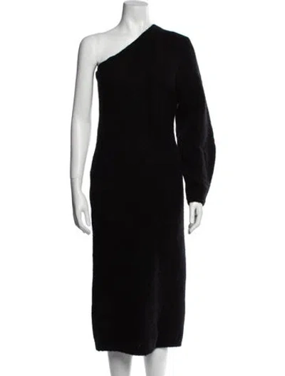 Pre-owned Aje One-shoulder Long Dress In Black