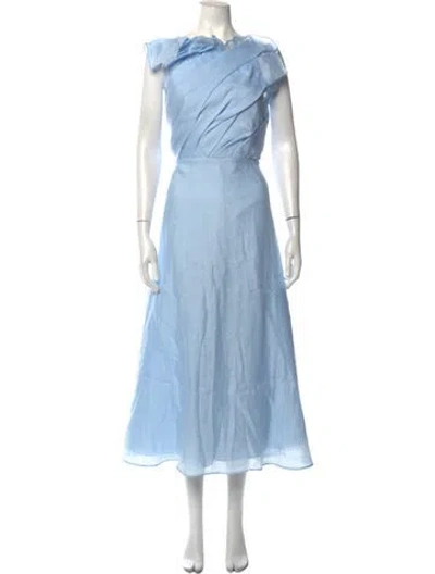 Pre-owned Aje One-shoulder Midi Length Dress In Blue