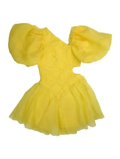 Pre-owned Aje One-shoulder Mini Dress In Yellow