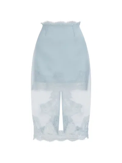 Aje Ophelia Lace-trim Midi Skirt In Blue