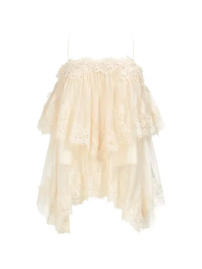 Aje Ophelia Lace-trimmed Tiered Mini Dress In Yellow