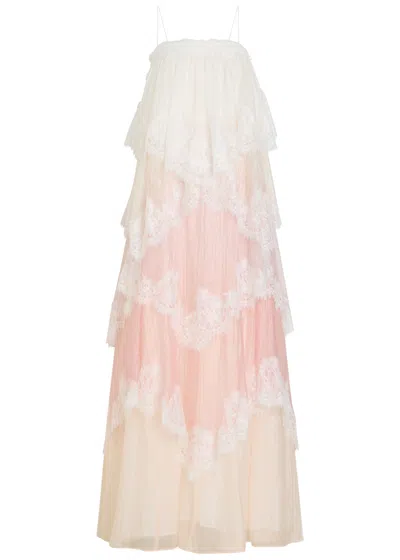 Aje Ophelia Lace-trimmed Tiered Maxi Dress In White