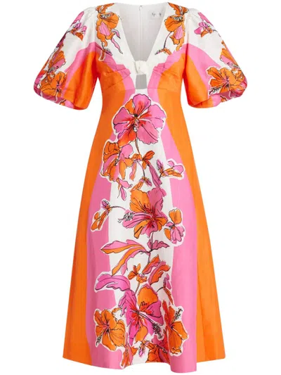 Aje Overflow Knotted Midi Dress In Orange | ModeSens