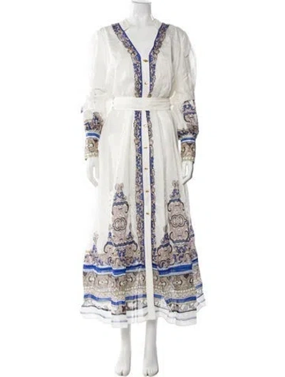 Pre-owned Aje Paisley Print Long Dress In White