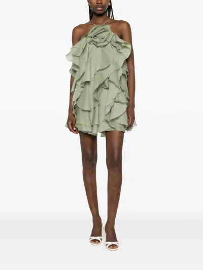 Aje Pandorea Floral Ruffled Dress In Green