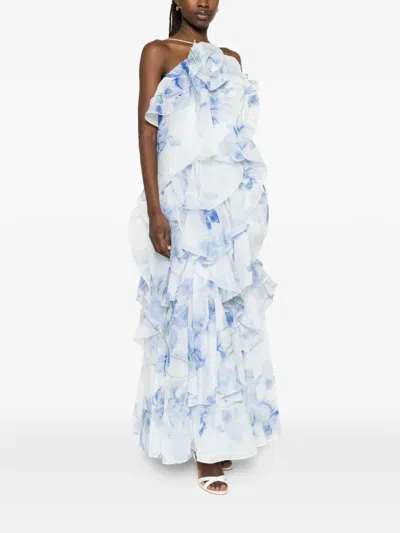 Aje Pandorea Layered Floral Maxi Dress In Blue
