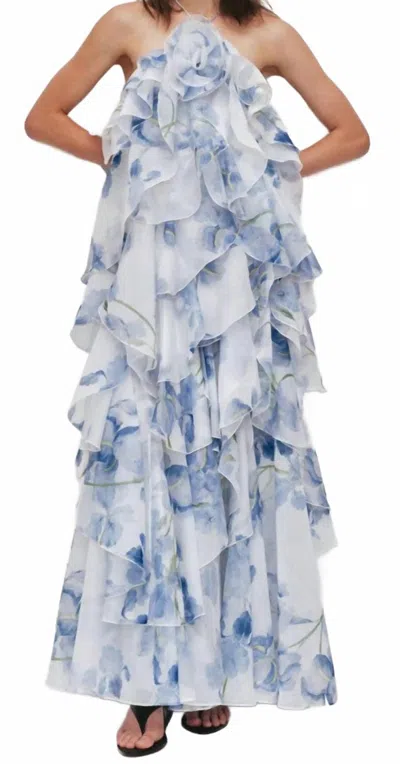 Aje Pandorea Layered Maxi Dress In Floral In Blue