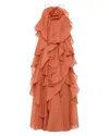 Aje Pandorea Layered Tulle Maxi Dress In Orange