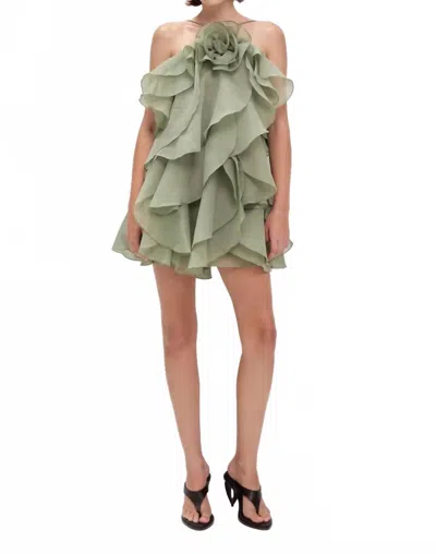Aje Pandorea Layered Mini Dress In Moss In Green