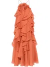 Aje Pandorea Layered Tulle Maxi Dress In Orange
