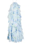 Aje Pandorea Ruffled Chiffon Maxi Dress In Blue