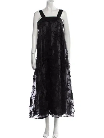 Pre-owned Aje Patterned Long Dress In Black