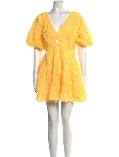 Pre-owned Aje Patterned Mini Dress In Yellow