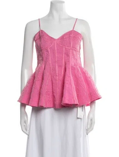 Pre-owned Aje Patterned V-neck Top In Pink