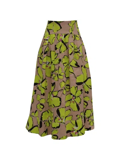 Pre-owned Aje Pelicano Horizon Midi Skirt In Neutral