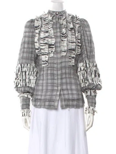 Pre-owned Aje Plaid Print Long Sleeve Blouse In Multi