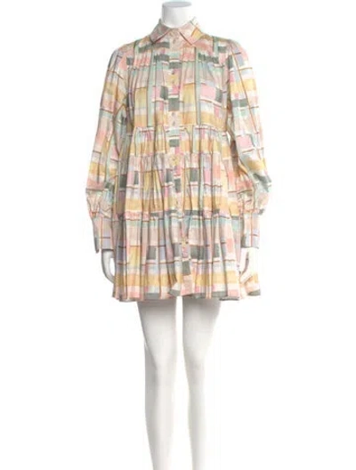 Pre-owned Aje Plaid Print Mini Dress In Neutral