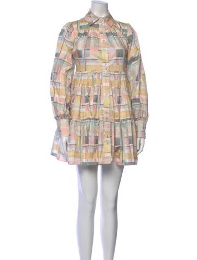 Pre-owned Aje Plaid Print Mini Dress In Neutral