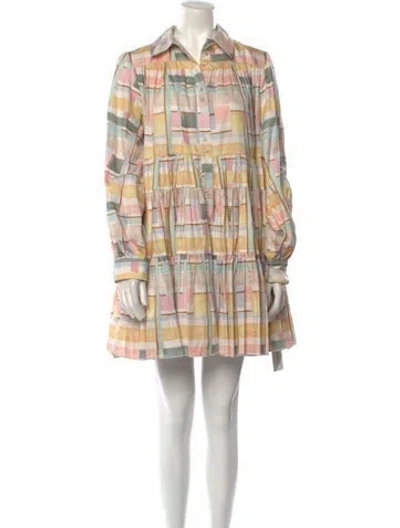Pre-owned Aje Plaid Print Mini Dress In Neutral