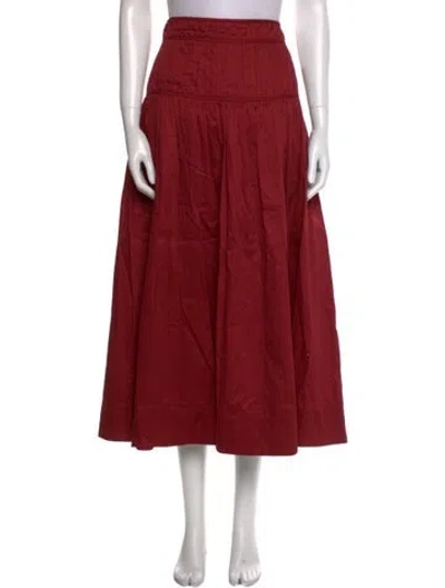 Pre-owned Aje Pleated Accents Midi Length Skirt In Red