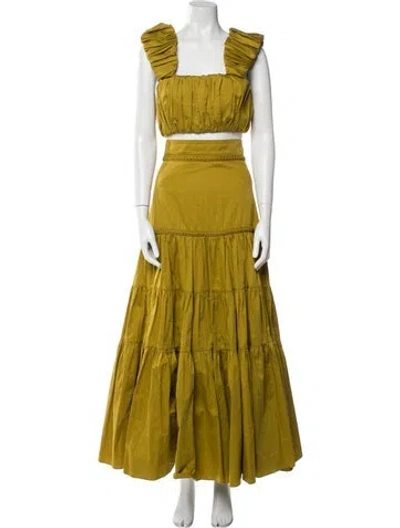 Pre-owned Aje Pleated Accents Skirt Set In Green