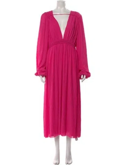 Pre-owned Aje Plunge Neckline Long Dress In Pink