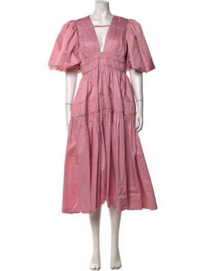 Pre-owned Aje Plunge Neckline Long Dress In Pink