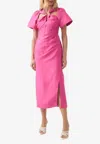Aje Presence Twisted Midi Dress In Fuchsia