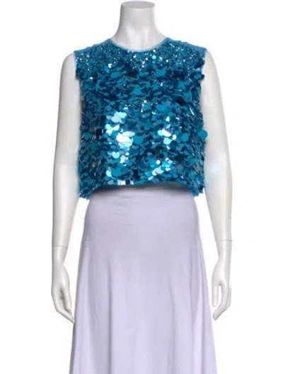 Pre-owned Aje Printed Crew Neck Crop Top In Pink