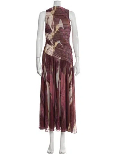 Pre-owned Aje Printed Long Dress In Neutrals