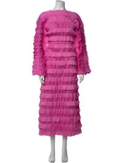Pre-owned Aje Printed Long Dress In Pink