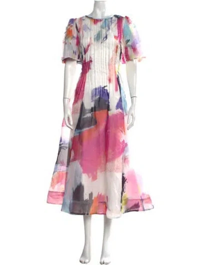 Pre-owned Aje Printed Long Dress In Pink