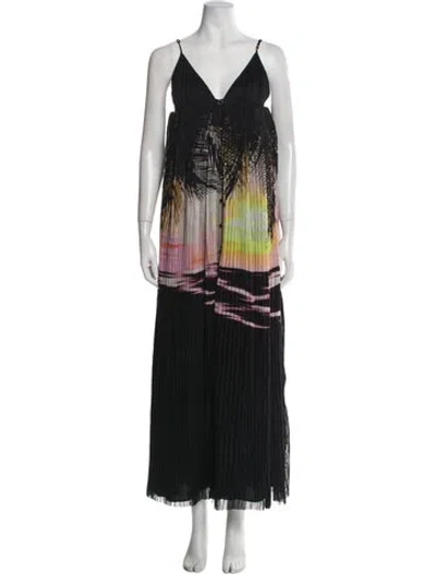 Pre-owned Aje Printed Long Dress W/ Tags In Black